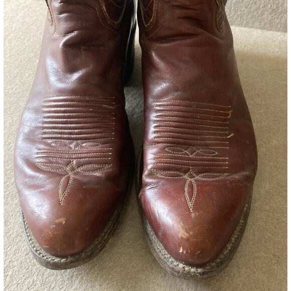 Tony Lama Mens Vtg El Rey Gold Label Cognac Calf Skin Boots Sz 10 B 0033 Brown - Picture 3 of 12